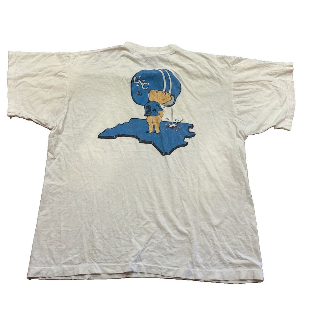 Vintage 90s UNC vs NCSU Peeing Boy Bootleg T Shirt Single Stitch Fruit Loom XL